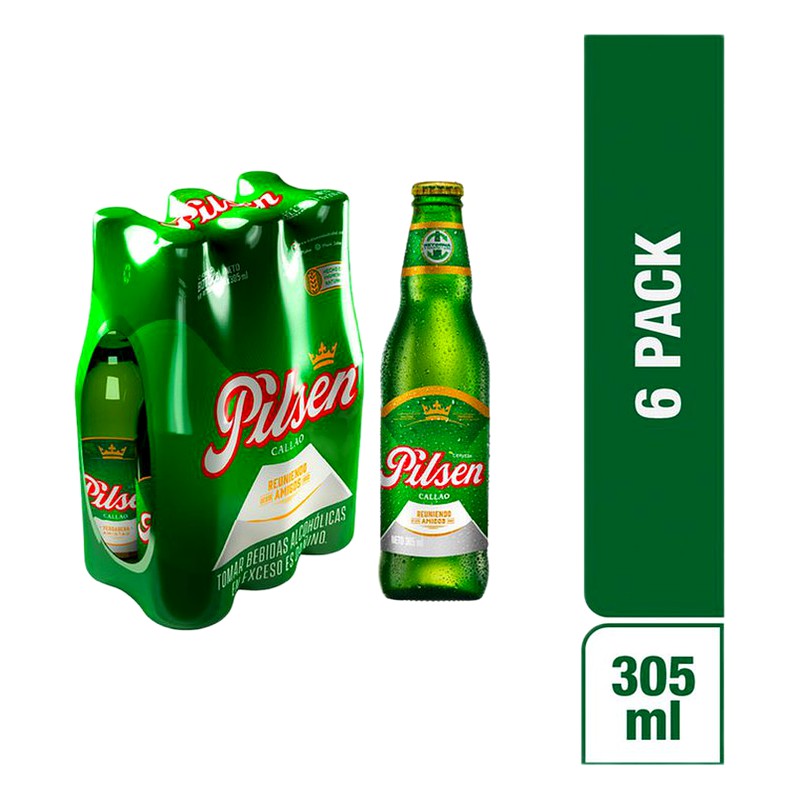 CERVEZA PILSEN BOTELLA SIX PACK 305ML 