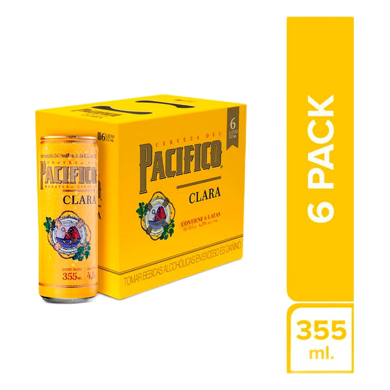 CERVEZA PACIFICO LATA SIX PACK 355ML 