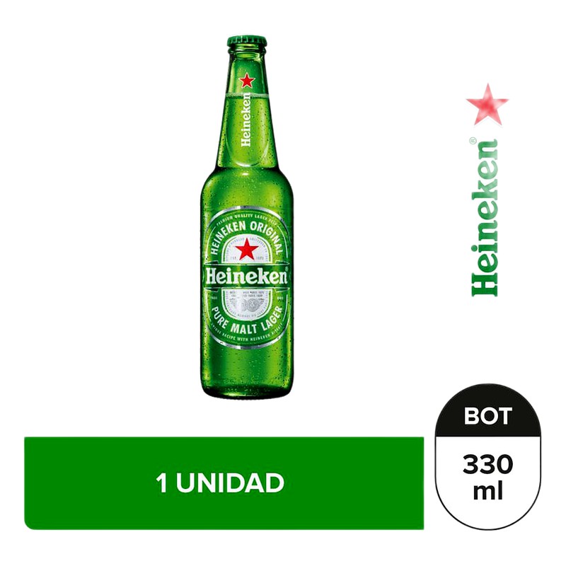 CERVEZA HEINEKEN BOTELLA X UND 330ML 