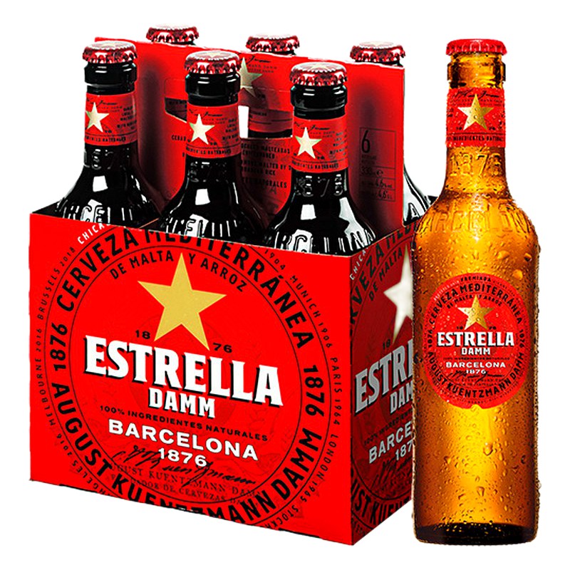 CERVEZA ESTRELLA DAMM BOTELLA SIX PACK 330ML