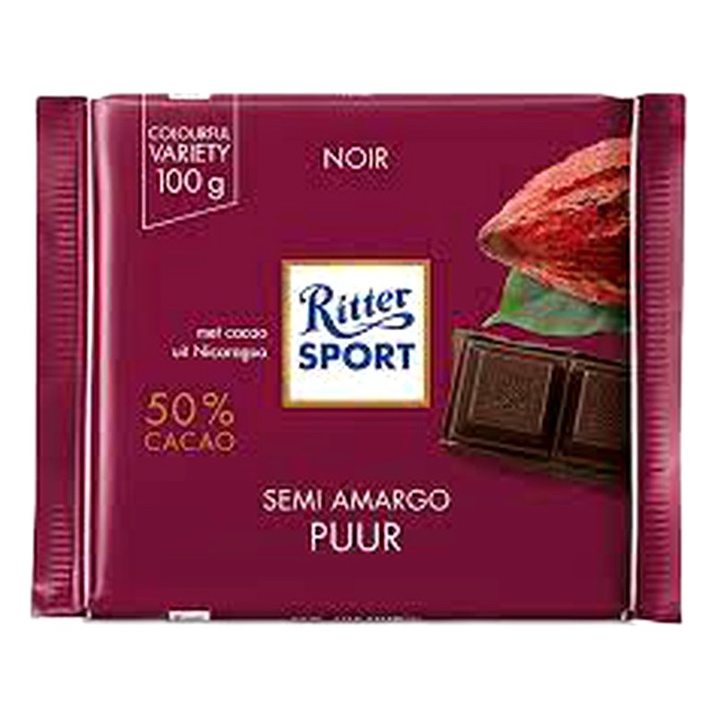 RITTER SPORT CHOCOLATE SEMI AMARGO 50% CACAO 100G 