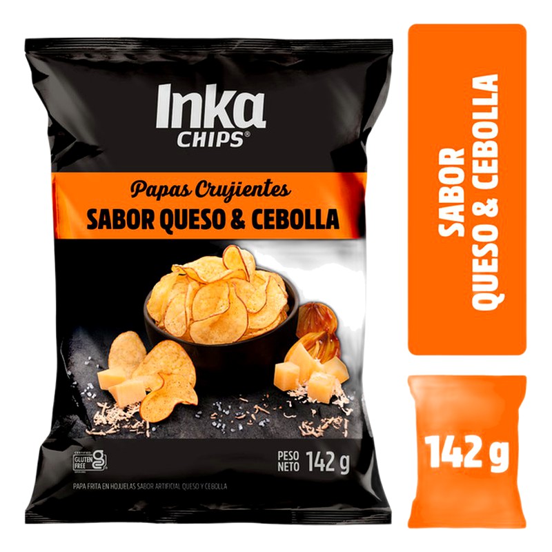 INKA CHIPS PAPAS CRUJIENTES SABOR QUESO PARMESANO Y CEBOLLA DULCE 142G 