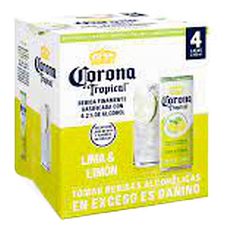 CERVEZA CORONA TROPICAL LIMON LATA DE 355ML PACK 4UND 