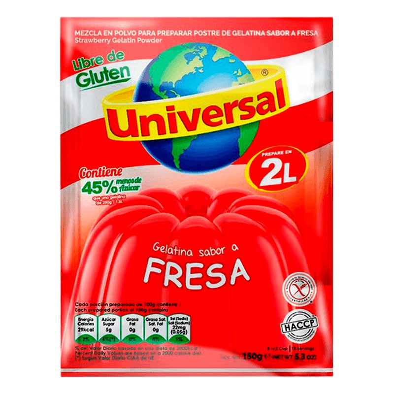 GELATINA SABOR FRESA UNIVERSAL 150G 
