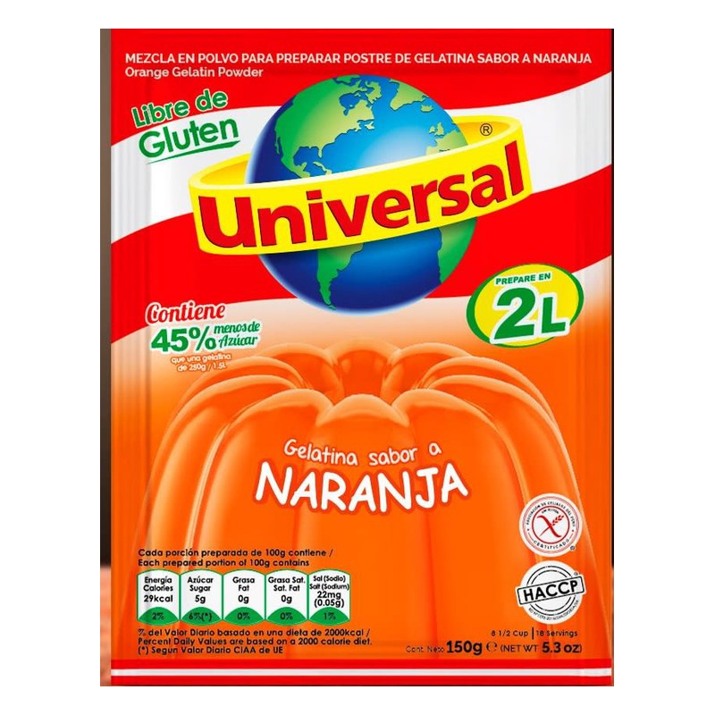 GELATINA SABOR NARANJA UNIVERSAL 150G 