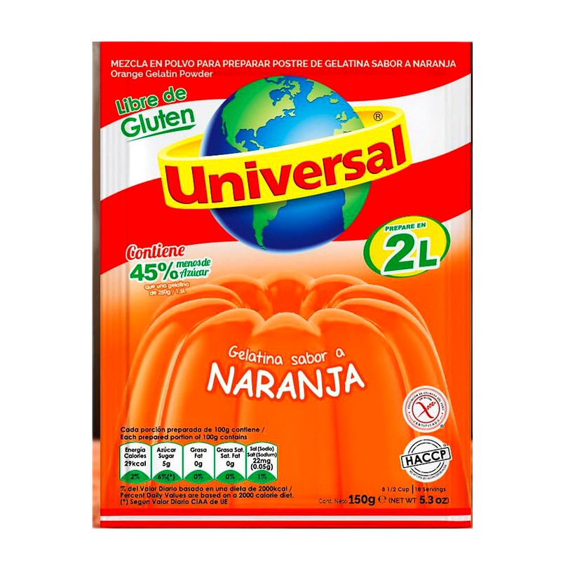 GELATINA SABOR NARANJA UNIVERSAL 150G 