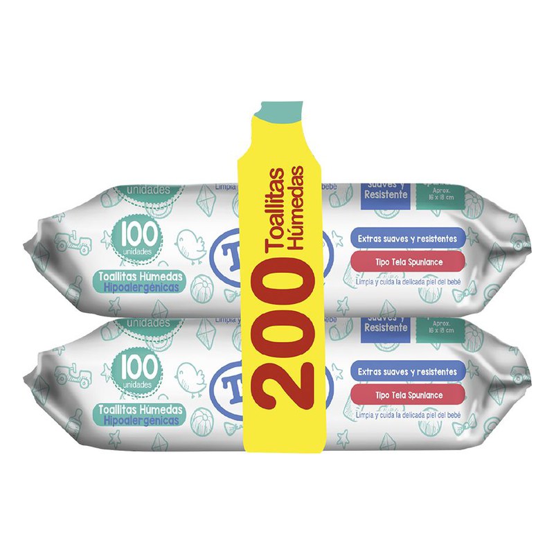 TOALLITAS HUMEDAS TUINIES BEBE  100 UND 