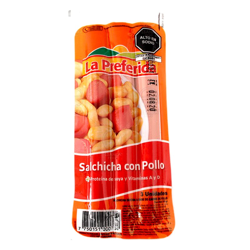 SALCHICHA CON POLLO 3 UND 100G 